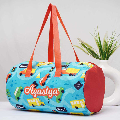 Personalized Cars Printed Kids Duffle Bag & Pouch Gift Combo